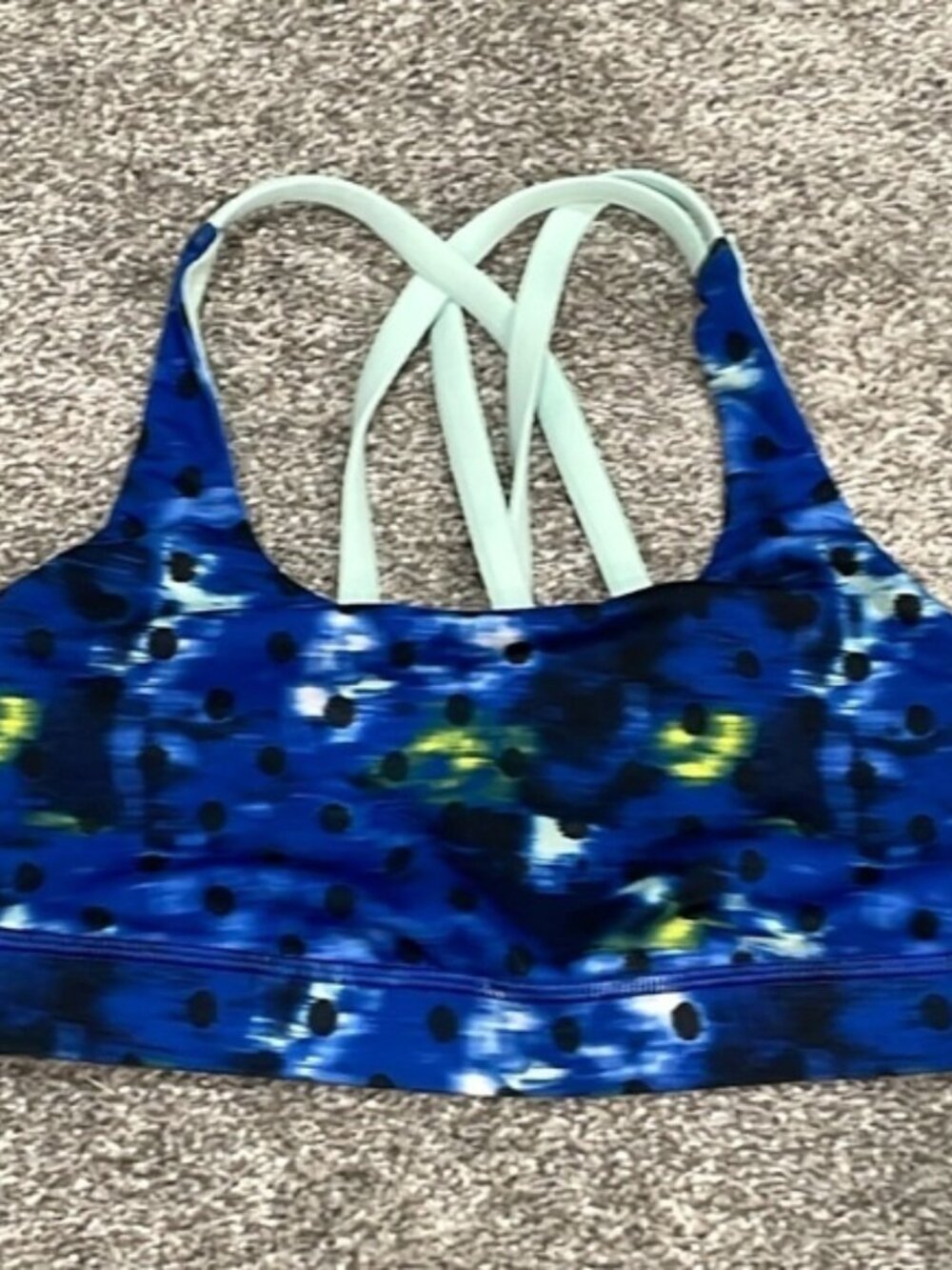 Lululemon Energy Bra Windy Blooms Saphire Blue Multi Sea Mist